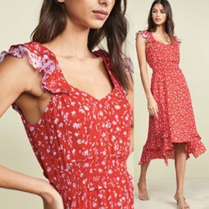 Parker Grenada Red Silk Combo Dress in Kaia Floral